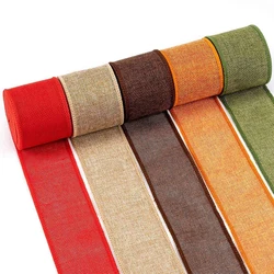 5 Yards/Roll Colorful 6cm Burlap Ribbon Natural Jute Ribbon Jute Fabric Trims Ribbon For Christmas Wrapping Crafts Wedding Decor
