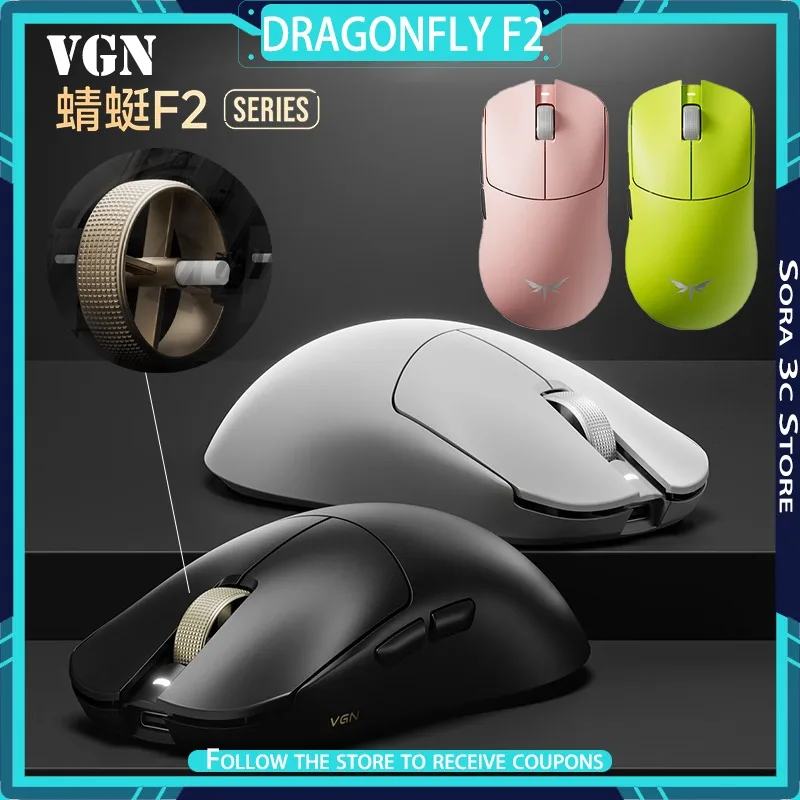 

VGN Dragonfly F2 Pro Max Wireless Mouse F2 Ultra PAW3395/3950 8K Low Latency TTC Dustproof Golden Wheel PC Gaming Mouse Gamer