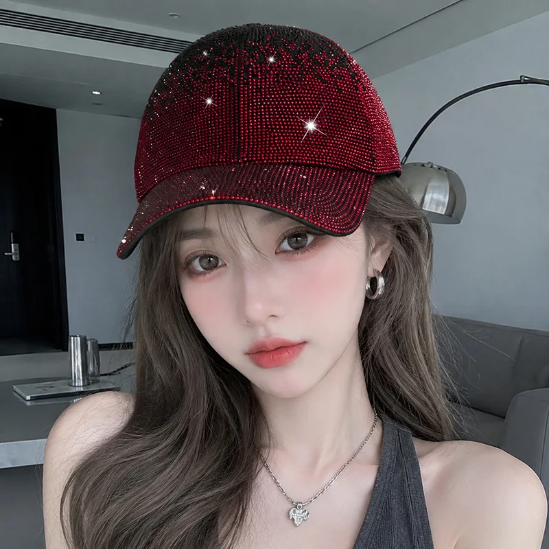 Full Body Rhinestone Baseball Caps for Men Women Crystal Shiny Brimmed Hat Snapback Hip Hop Cap Outdoor Visor Sun Hats Casquette