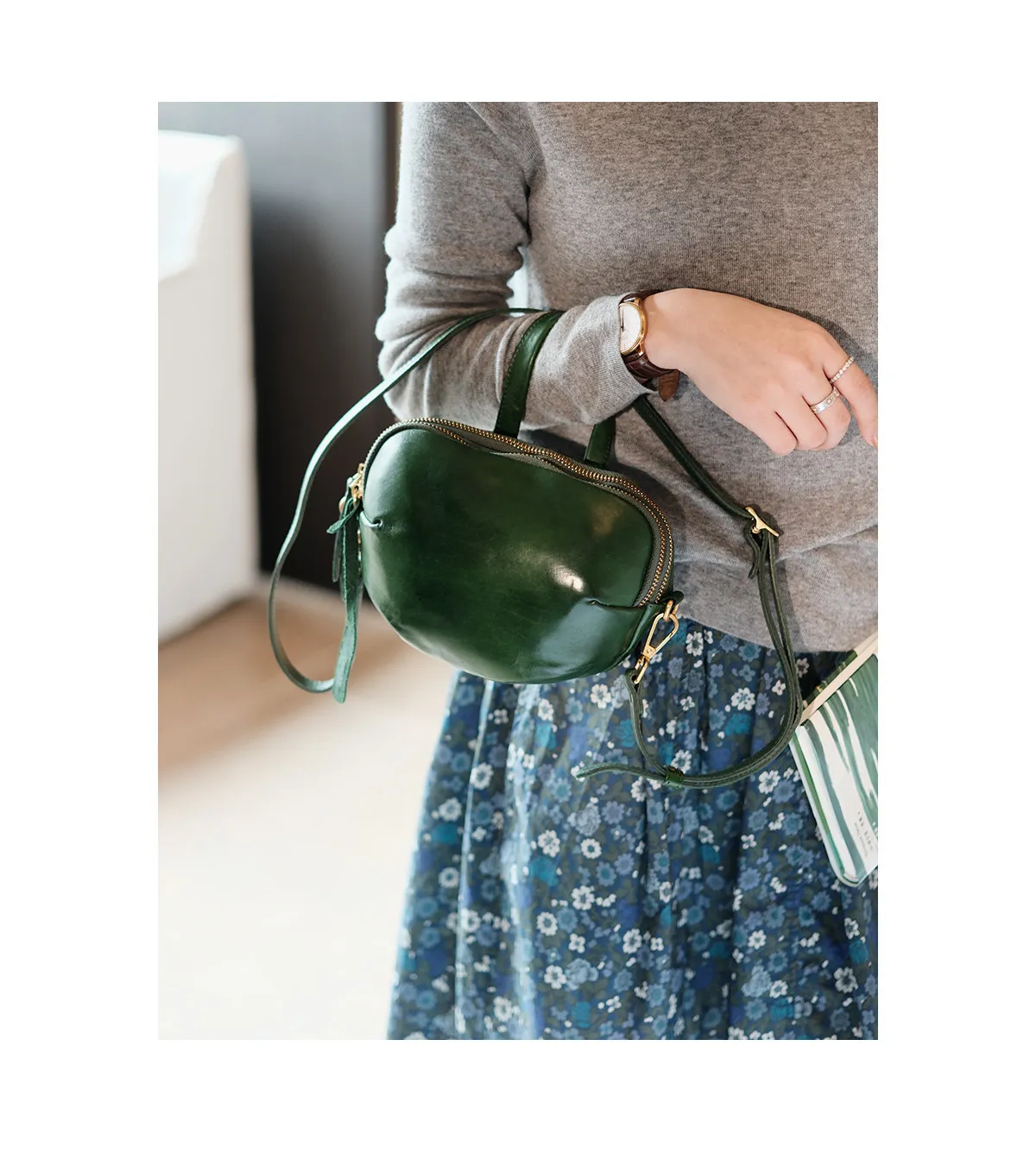 PNDME Mode Vintage Designer Handgefertigte Echtleder Damen Niedliche Kleine Handtasche Outdoor Party Rindsleder Damen Umhängetasche – Detail 10