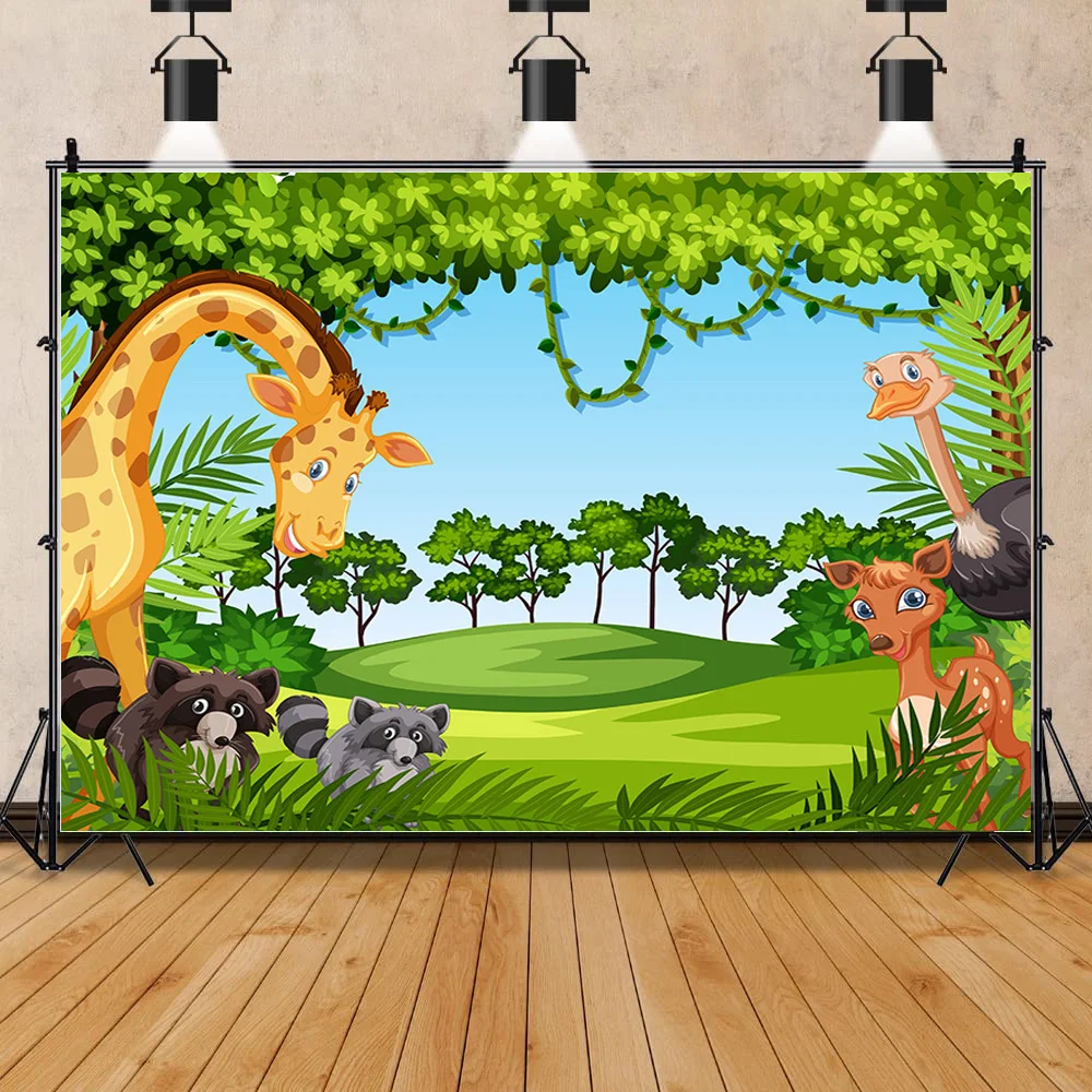 

Tropical Jungle Cartoon Wildlife Park Shoot Photo Children's Birthday and Newborn Photography Background Prop FZ-11