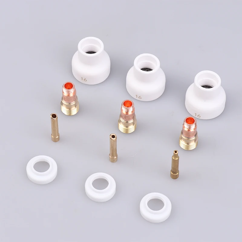 4Pcs TIG Welding 1.6/2.4/3.2mm White Ceramic Nozzle Alumina Cup Kit Torches WP17 18 26 Stubby Collets Body Gas Lens Set