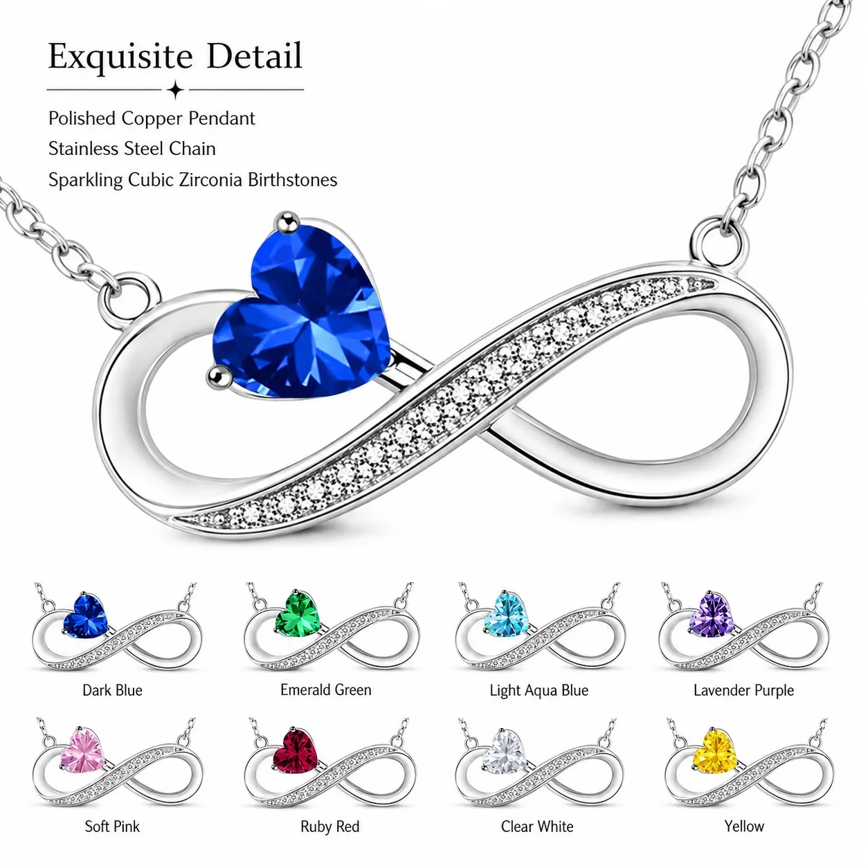 Infinity Heart Pendant Necklaces For Women Stainless Steel Chain Mother Birthday Valentine Christmas Gifts Wedding Jewelry