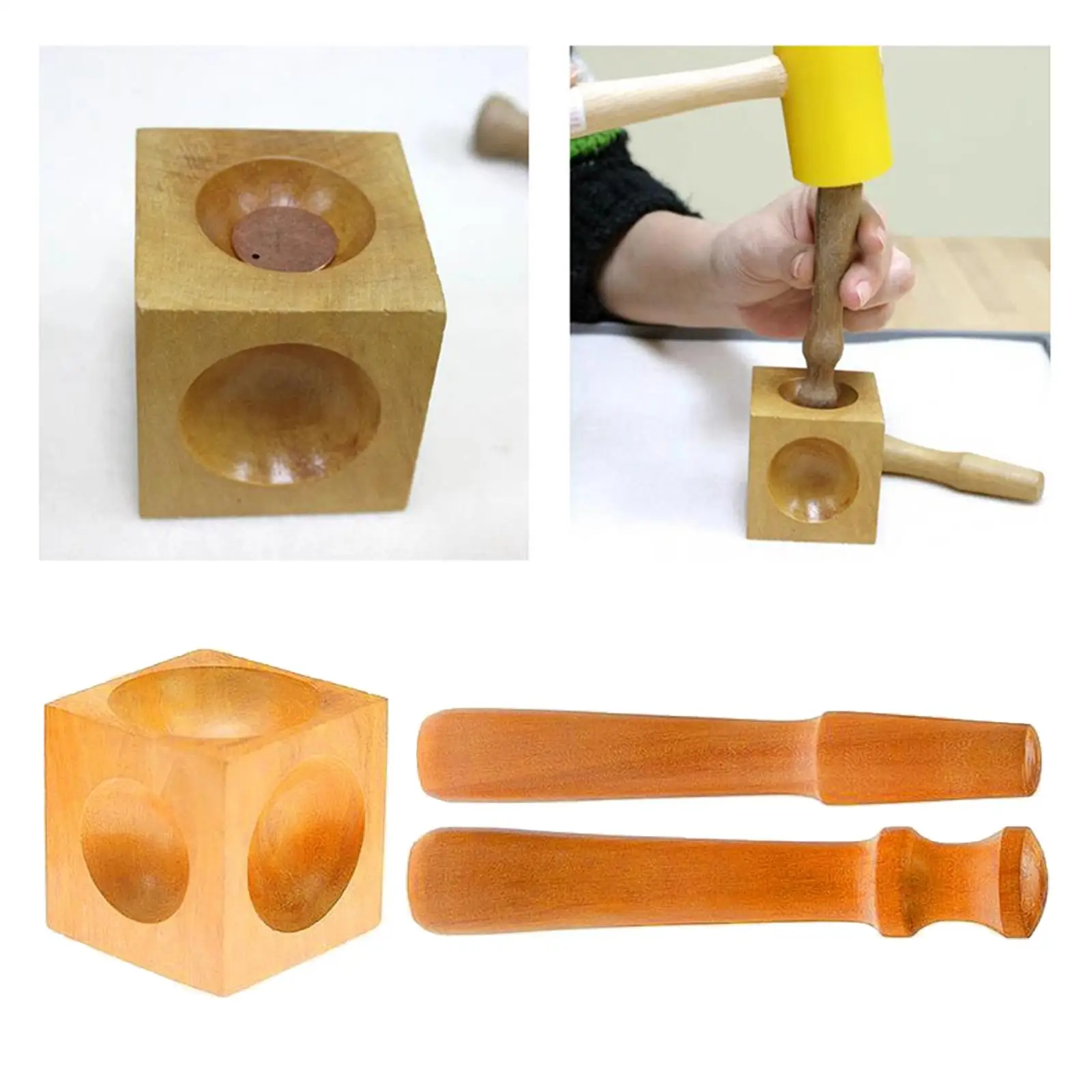

Wooden Square Dapping Punches & Dapping Block Set Strong Dapping Punch Set for