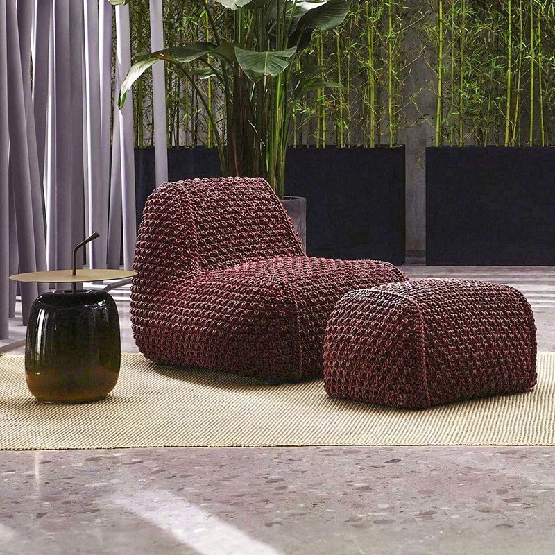 Outdoor garden rope sofa, hotel villa terrace furniture outdoor courtyard waterproof sunscreen mushroom stool view 2