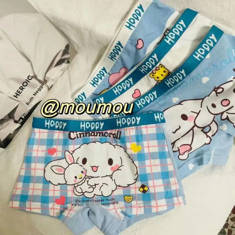 Sanrioed-Ensemble de sous-vêtements pour enfants, Cinnamoroll Anime, Culottes en coton pour garçons et filles, Shorts de dessin animé pour enfants, Cadeau respirant pour enfants