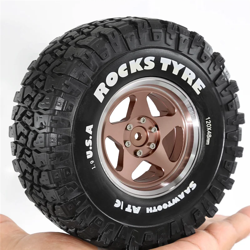 A73E-1.9 Inch Metal Beadlock Wheel Rims 4Pcs Set Crawler Tires For 1/10 RC Crawler Car Axial SCX10 II III Pro Capra TRX4 D90 MST