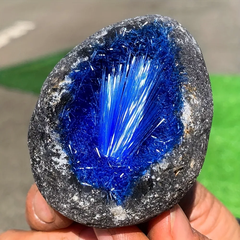 Blaue Geode Eisen-Phosphor-Magnesium-Minenkristalle, Flash Royalblau Geode Mineralienexemplar Energie-Edelstein Kristallsammler – Detail 1