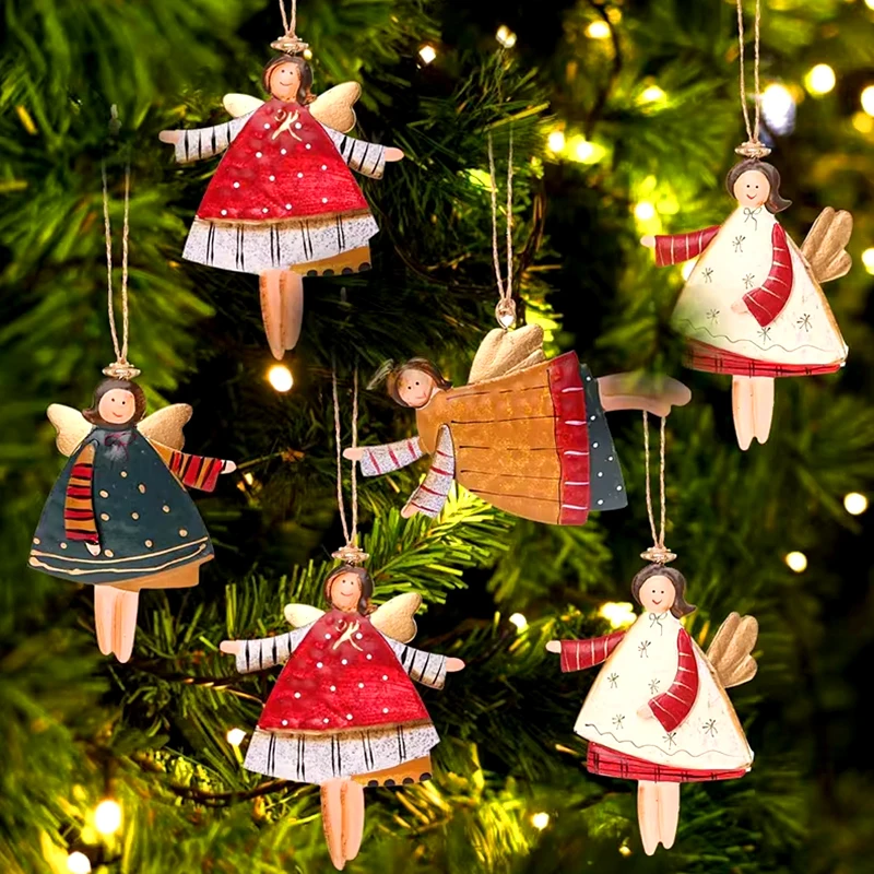 Christmas Angel Girls Pendant Decorations Xmas Tree Hanging Ornament for Holiday Festival Party Navidad New Year Decor Kids Gift