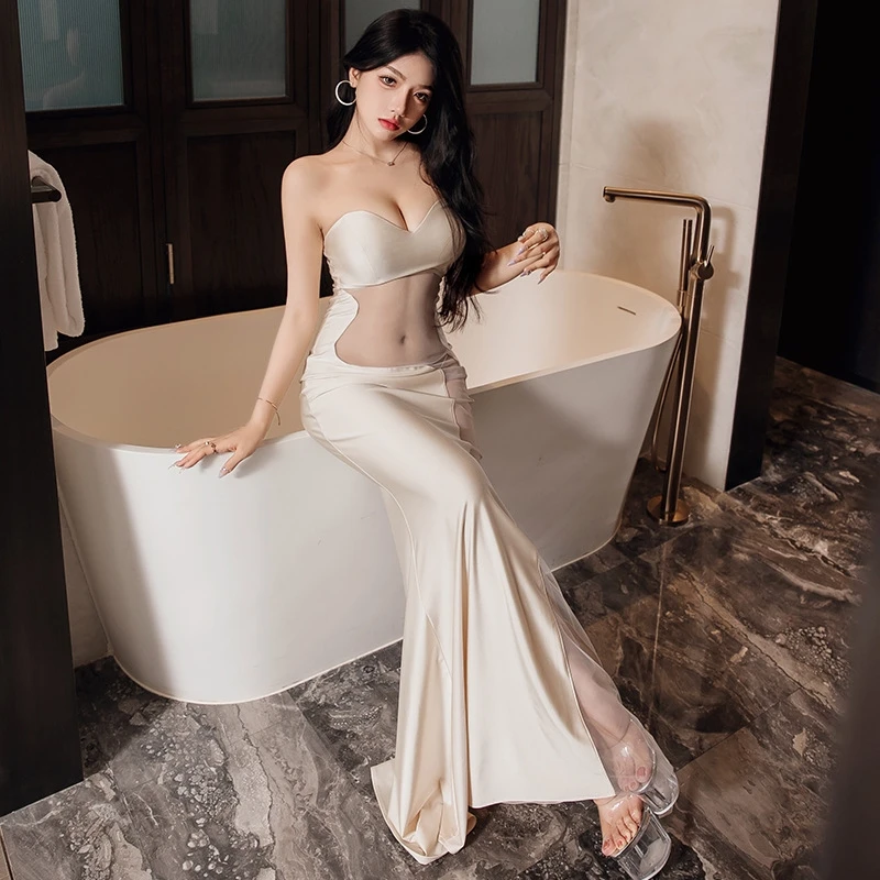 マット生地フォーマルウエディングドレスアップリケフロアレングスアラビア女性マキシドレスシアーバックレスパーティードレス手作りハイファッション