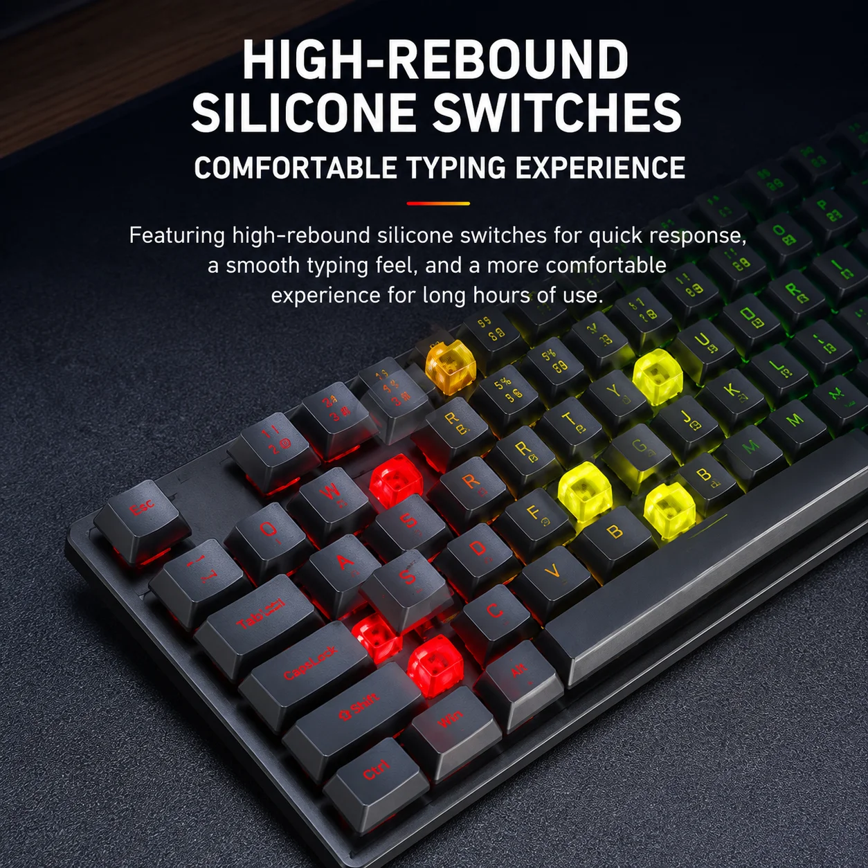 AULA S3005 104-Key Wired USB Gaming Keyboard, Mechanical-Feel Keyboard for Laptop PC Office Use