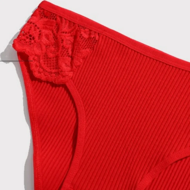 3 ks/sada dámských bavlněných kalhotek s nízkým pasem, spodní prádlo, patchworkové krajkové kalhotky, dámské měkké kalhotky, sexy spodní prádlo, velikost S-XL - náhled 5