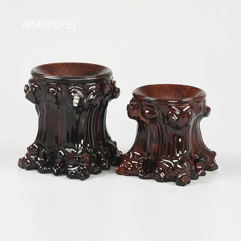 Carved Wood Root Stand for Crystal Ball Sphere Display Wooden Base with Natural Root Carving Design and Polished Finish