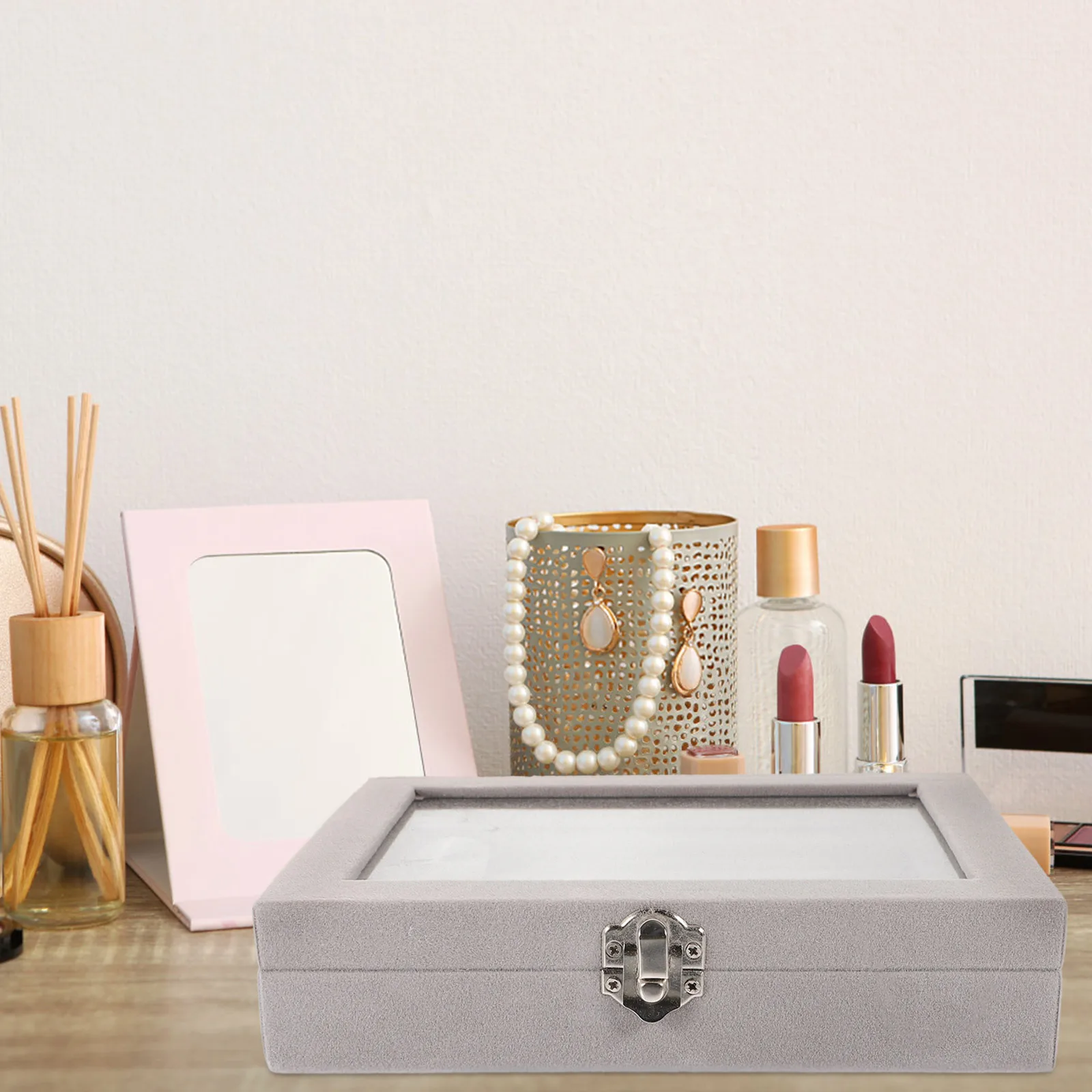 

Transparent Jewelry Storage Box Clear Lid Multi-Slot Ring Earring Necklace Bracelet Organizer Stackable Household Display