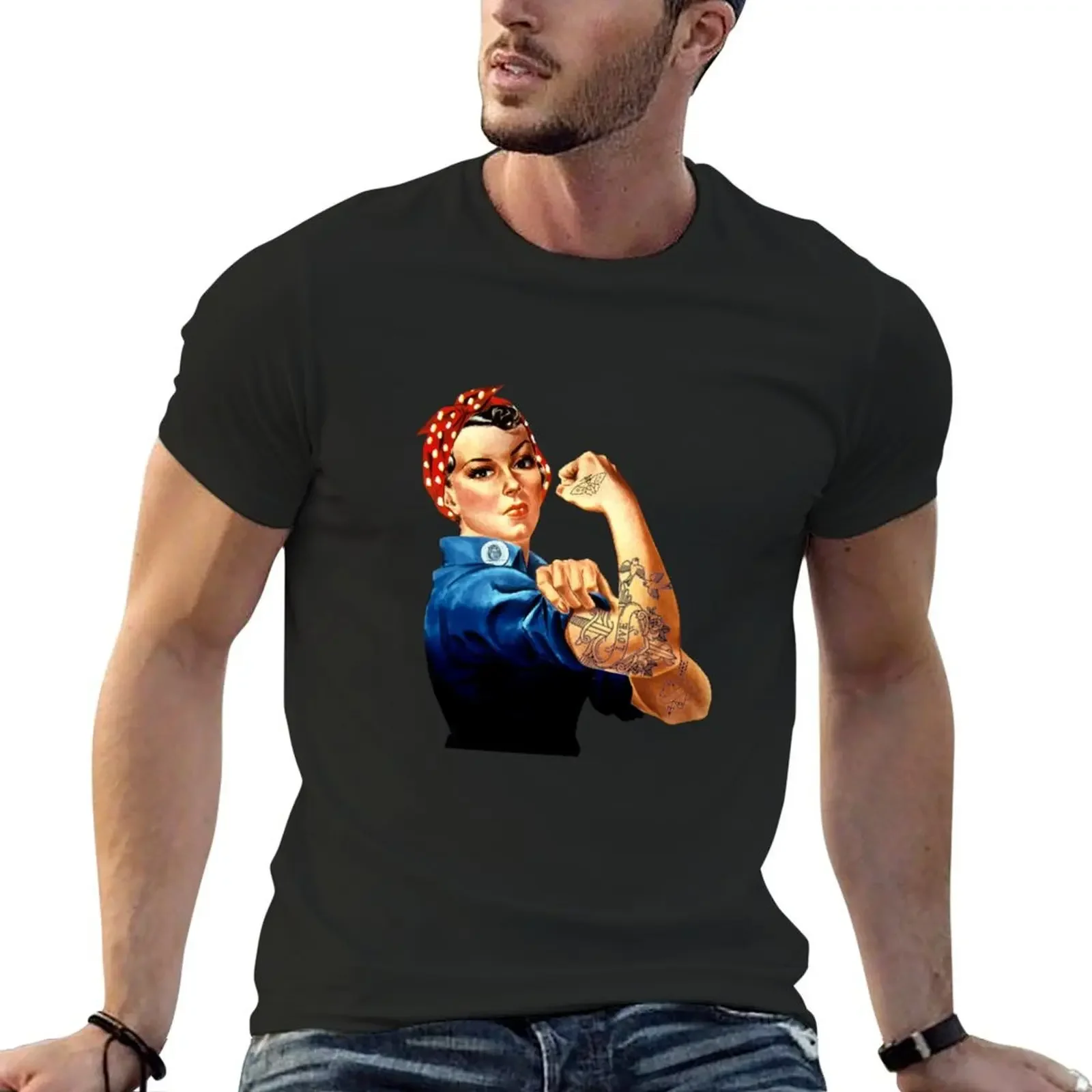 Tattooed Rosie The Riveter - We Can Do It! T-Shirt anime plus size clothes blacks mens tall t shirts