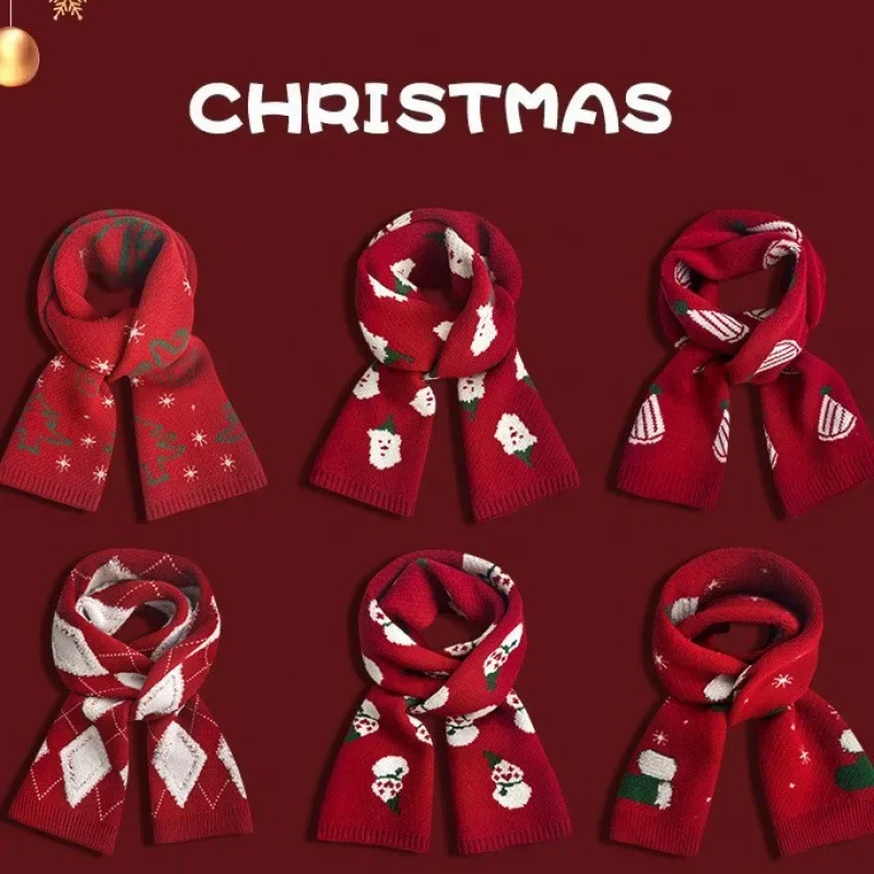 Warm Knitted Scarf for Women in Red Wool Yarn for Autumn Winter New Year Birthday Christmas Gifts Lucky Year Neck Warmer