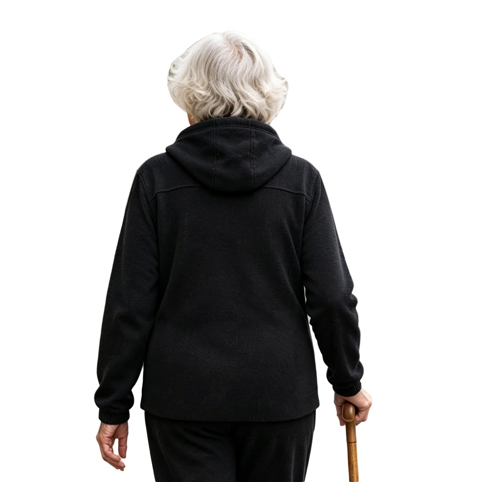 Women Special Needs Clothing Outerwear Adaptive Knit Cardigan Front Zipper Long Sleeve Hooded Coat for Assisted Dressing Elderly