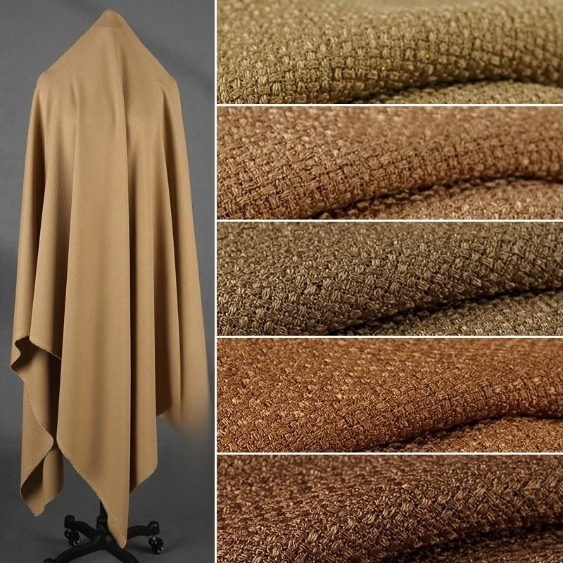 

Anti-wrinkle Brown Tweed Fabric Per Meter for Suits Clothing Women's Dress Sewing Plain Comfortable Cloth Needlework Soft Drape