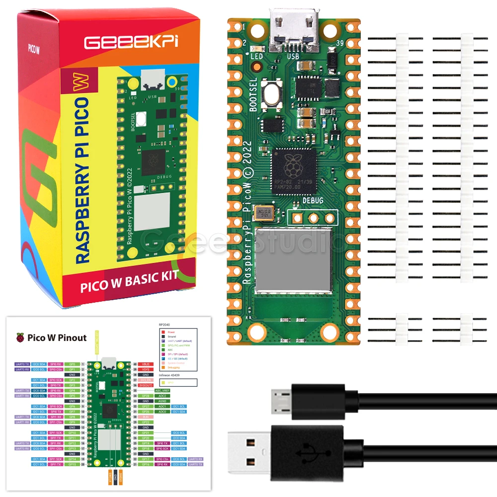 Raspberry Pi Pico W Với Cú Đánh Đầu, RPI Pico WiFi RP2040 Vi Điều Khiển Ban Phát Triển