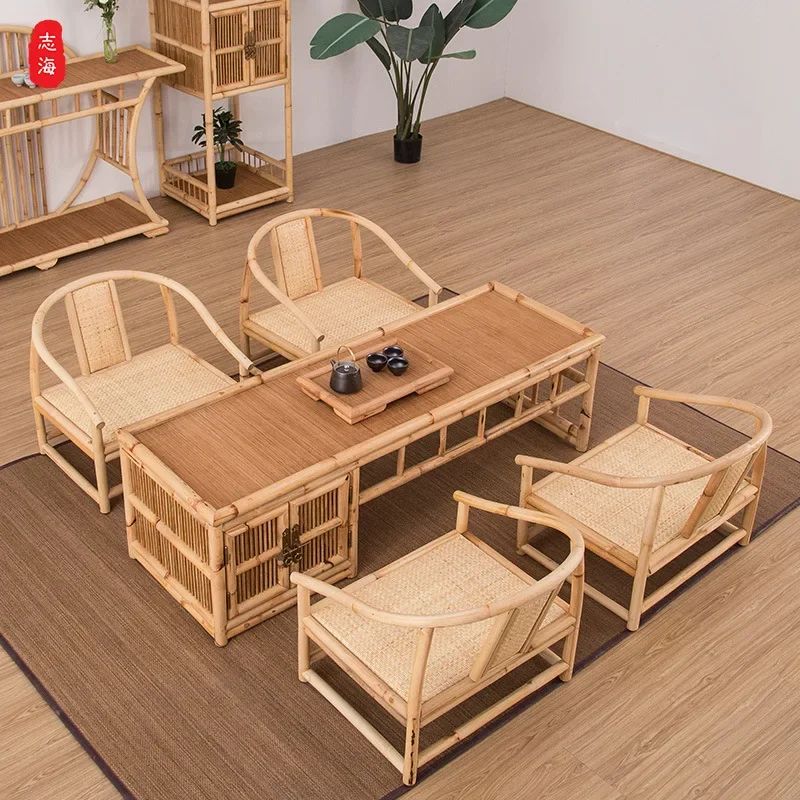 Modern Rattan Bamboo Chair Japanese Style Tatami Zaisu Living Room Furniture Bamboo Legless Floor Chair Rattan Hand Crafted