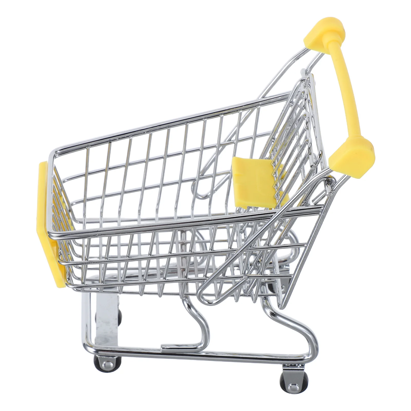 Mini Shopping Cart Metal Grocery Cart Supermarket Pretend Play Handcart Basket Organizer for Kids Mini Model Toy