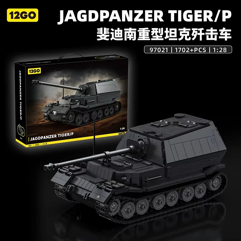 

1:28 MOC JAGDPANZER TIGER Tank Destroyer Building Kit 1702PCS,DIY Military Collection Display Piece,Ideal Gift for History Fans
