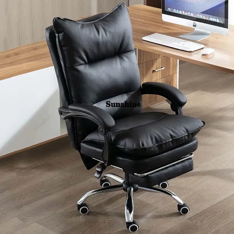 Black Waterproof Chair Support Design Rotating Comfy Mobile Chair Modern Leather Luxury Cadeiras De Escritorio Office Furniture