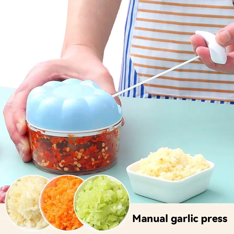 

Kitchen Gadget Mini Garlic Chopper Onion Garlic Manual Crusher Multifunctional Garlic Meat Grinder Auxiliary Food Machine