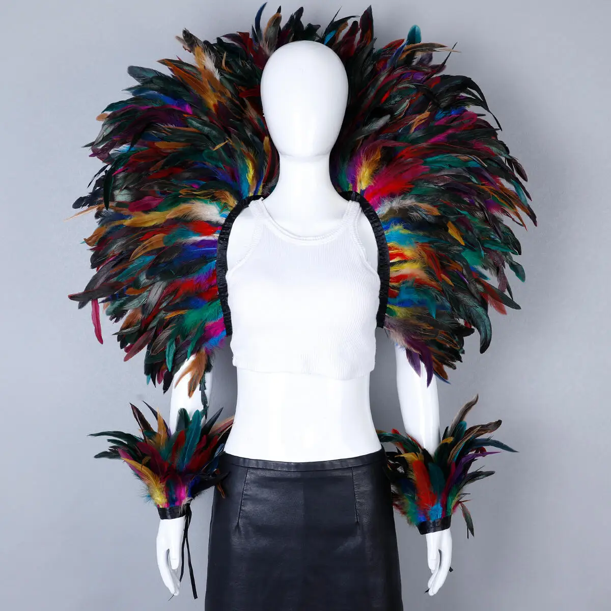 Party Karneval Elegante Damen Schal 2-teiliges Set Cosplay Feder Punk Halloween Masken Ball Feder Punk Karneval Party Set neue – Detail 26
