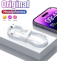 Nuove cuffie originali per Apple iPhone 15 14 13 11 12 Pro Max Plus XS XR 7 8 auricolari Bluetooth cablati In-ear Lightning da 3.5mm