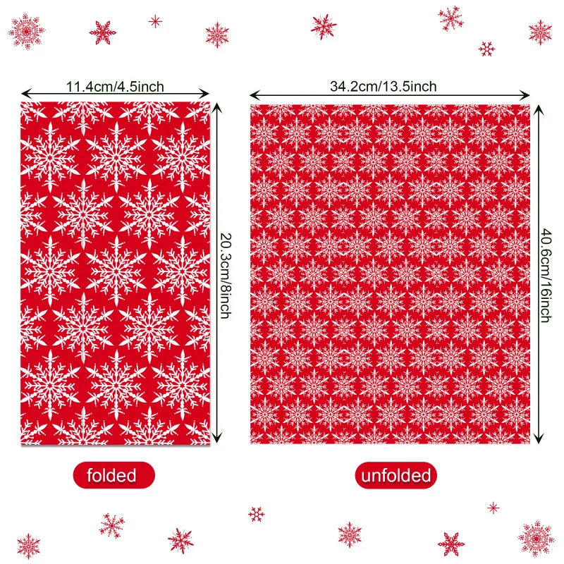 Red Winter Snowflake Guest Napkins Disposable Paper Dinner Napkin Bathroom Hand Towels for Christmas Decor Party Supplies