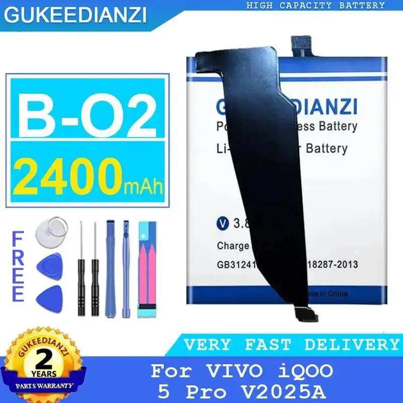 

Аккумулятор мобильного телефона B-O2 для Vivo Iqoo 5 Pro V2025A, стабильная замена премиум-класса емкостью 2400 мАч