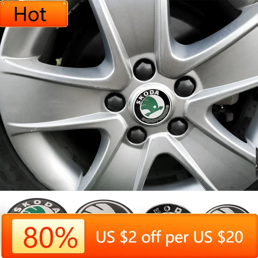 

For Skoda Car Sticker 2025 New 4PCS 55/65mm Car Original Wheel Center Cover Hub Cap Emblem For Skoda Octavia Fabia Rapid Yeti Su
