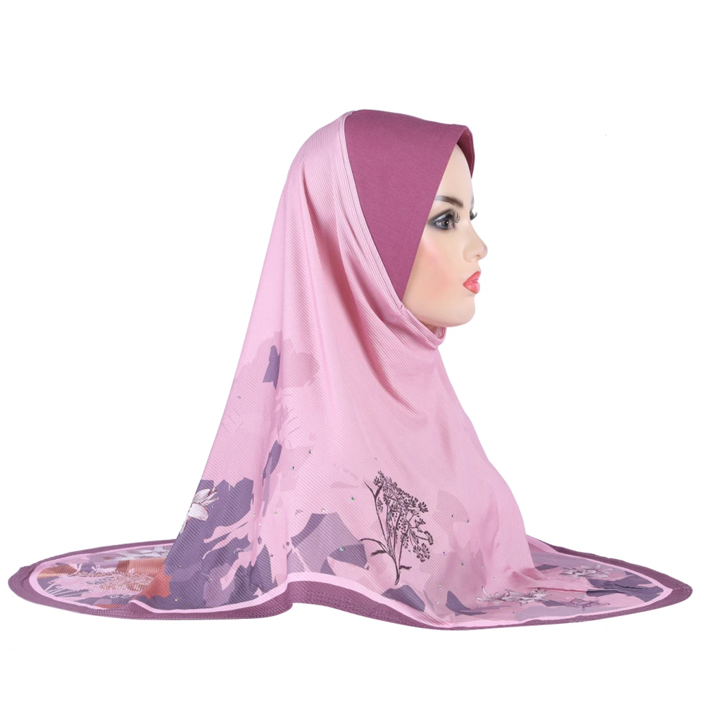 20Pcs donne musulmane hijab stampa turbante Pull On Ready sciarpa istantanea scialle a copertura totale Amira chemio Cap Femme Islamic Head Wrap