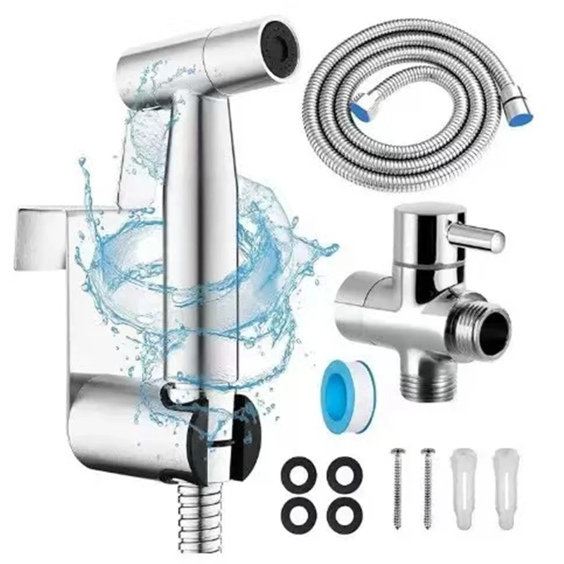 Handheld Toilet Bidet Sprayer Set Kit Stainless Steel Hand Bidet faucet for Bathroom Hand Sprayer Shower Head Self Cleaning