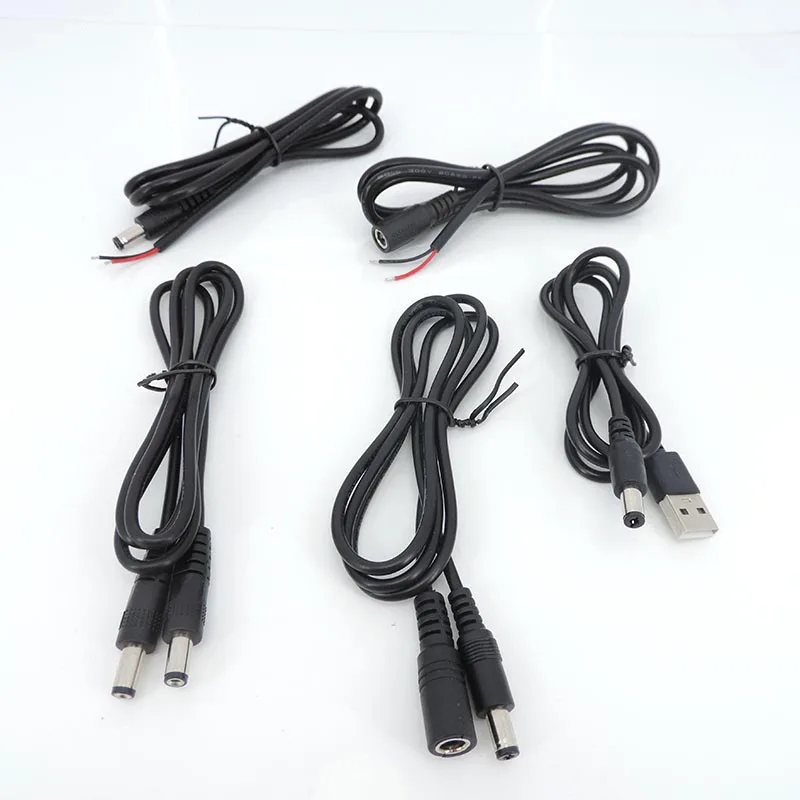 Kabel pengisi daya DC kabel pengisi daya 5.5x2.1mm DC Jack Plug kabel konektor Pria Wanita