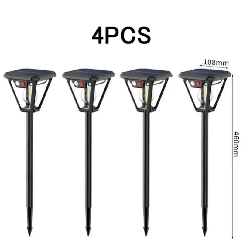 4 Stück Solar-Außenbeleuchtung mit Bewegungssensor, 2-in-1 LED-Licht, Rasenlampe, Wand- und Rasenleuchte, wasserdichte Solar-Rasenleuchte, Solar-Wandleuchte, Solar-Wolframleuchte,
