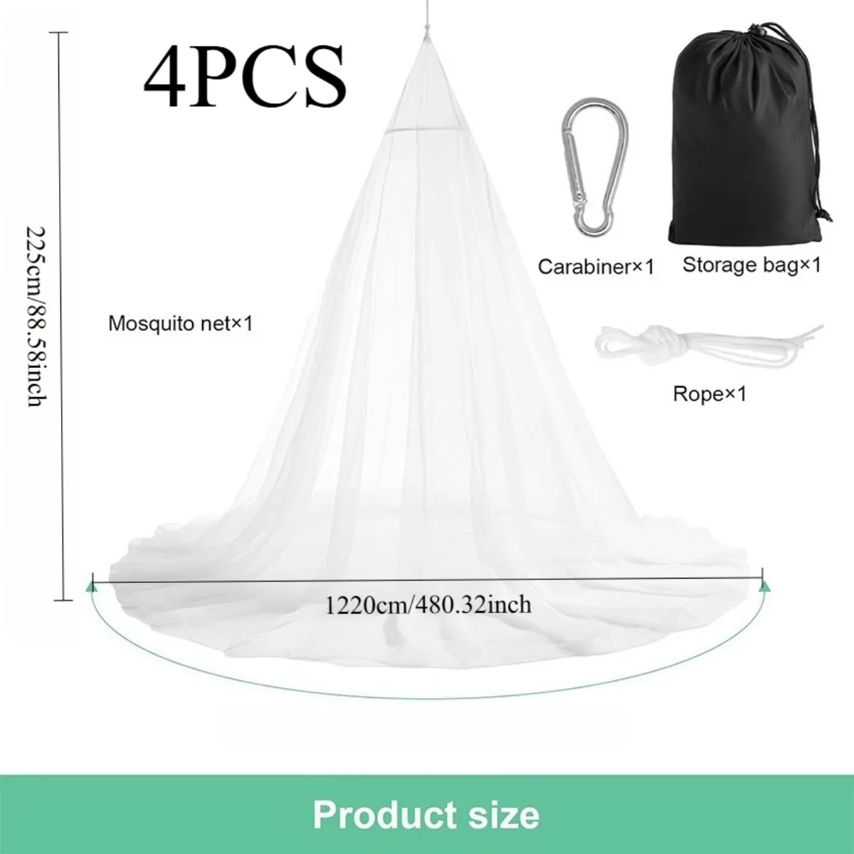 Portable Ceiling Hanging Mosquito Net Thick Mesh Anti Insect Canopy With Hook Rope Storage Bag For Indoor Bedroom Outdoor Campin