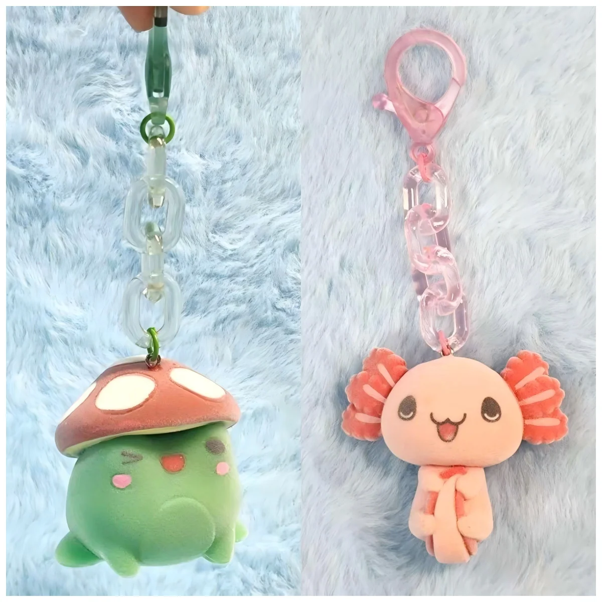 Llavero de Peluche de Rana y Ajolote Adorable - Colgantes Kawaii para Mochilas