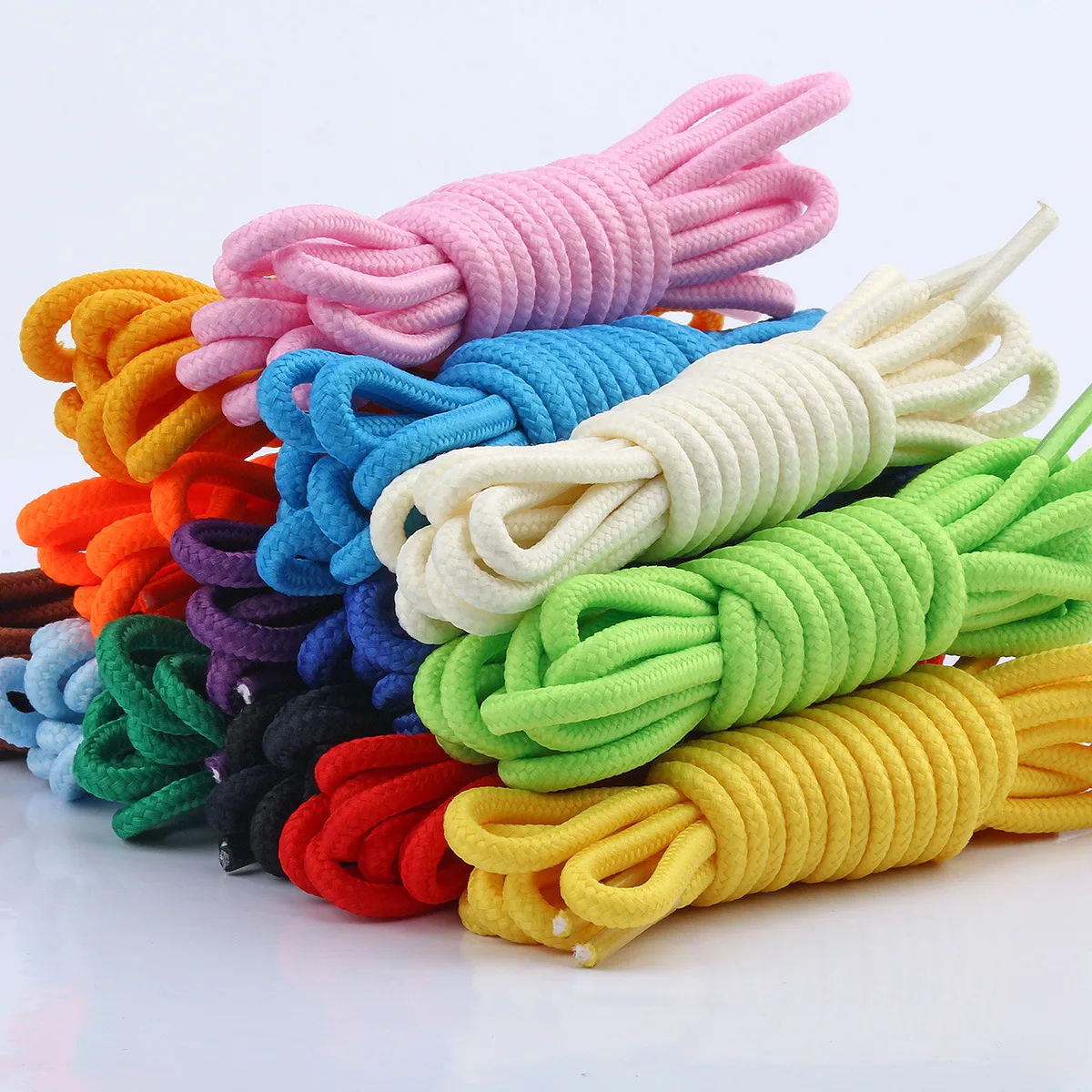 1Pair Round Colorful Shoes Laces String Unisex Running Sneakers Ropes Lacet Shoelaces Accessories Shoestring With Plastic Head