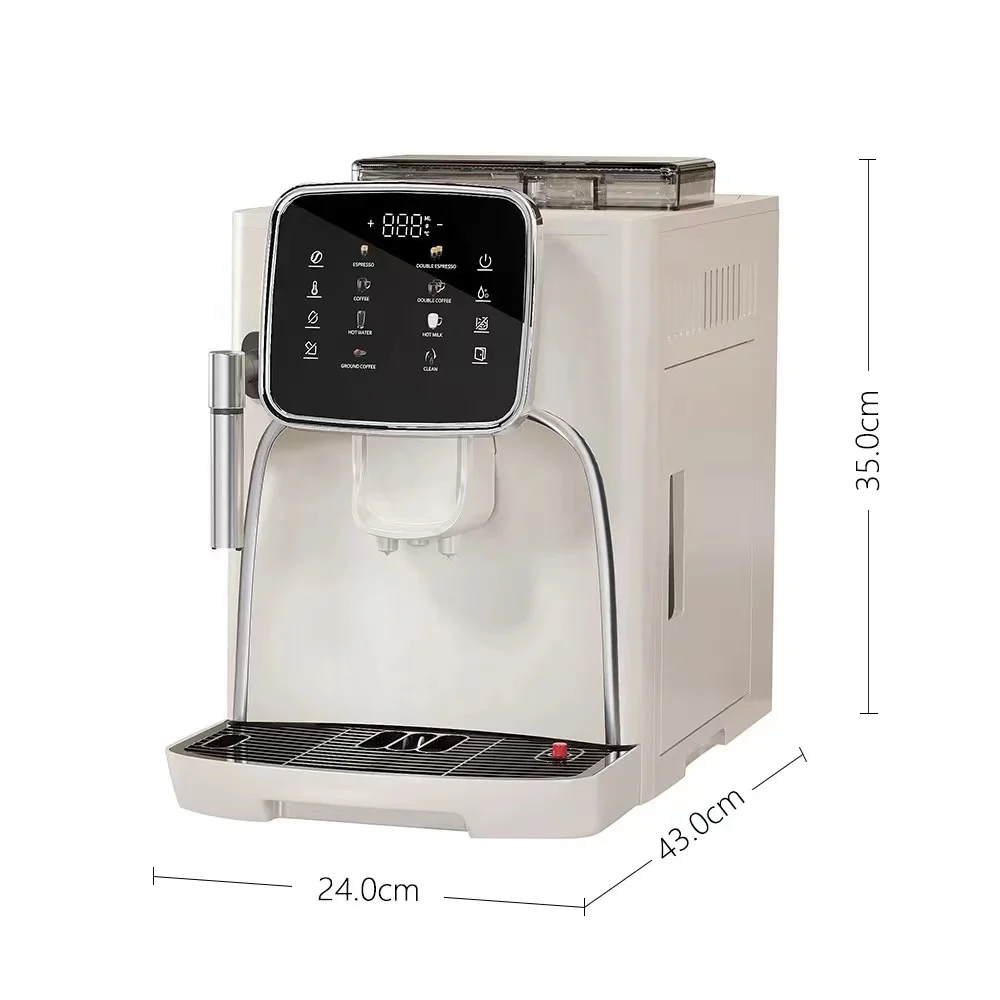 Fully Automatic Electric Espresso Coffee Machine Plastic Milk Express LCD Touch Control Panel 7 Beverage Options Hotel