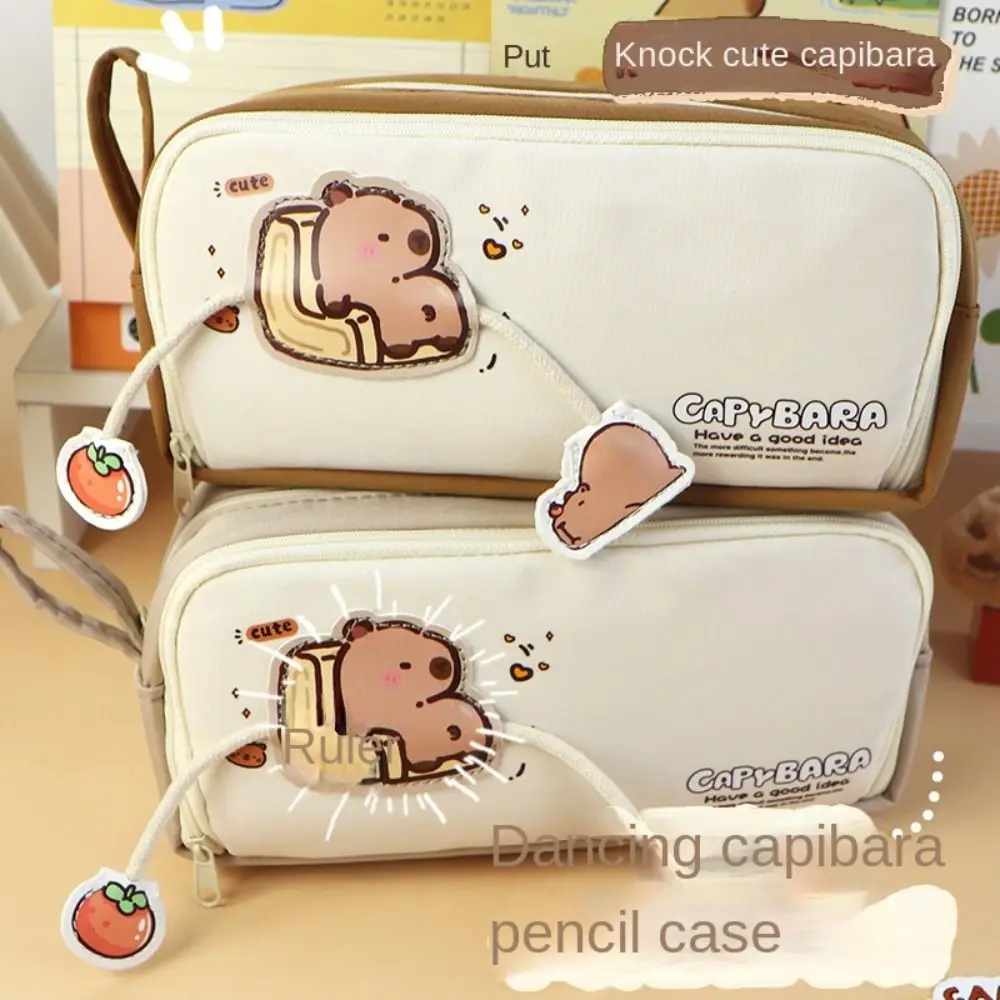 Large-capacity Capybara Pencil Case Storage Box Multifunctional Capybara Pen Pouch Oxford Funny Capybara Pencil Bag Cosmetic Bag