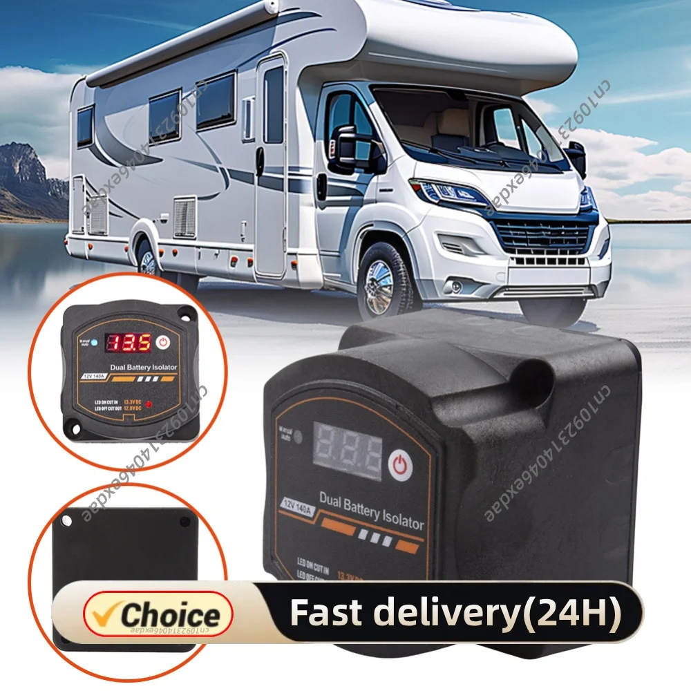Dual Battery Isolator 12V 140A Auto Manual Voltage Sensitive Relay with Digital Voltmeter Smart VSR for Car RV Boat Marine