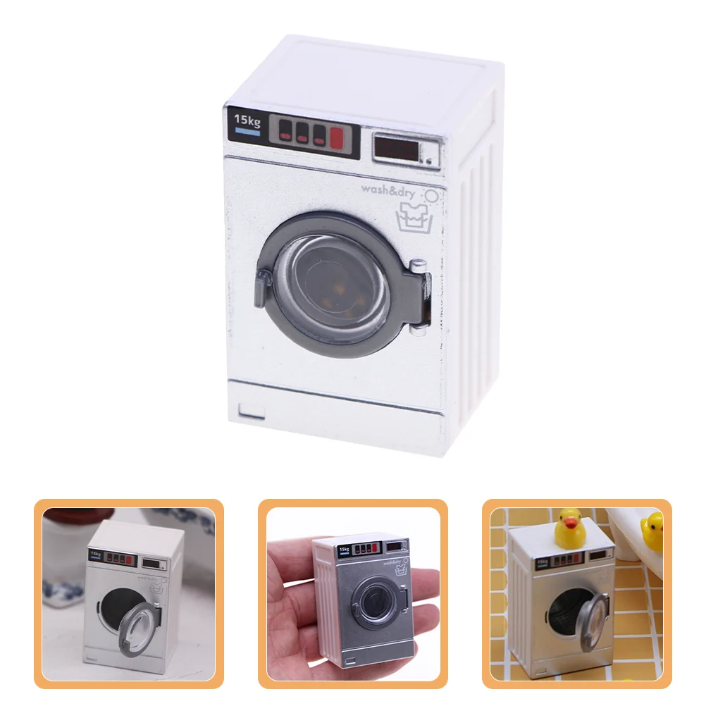 Mini Washing Machine Model Dollhouse Laundry Room Furniture Toy for Plastic Accessories