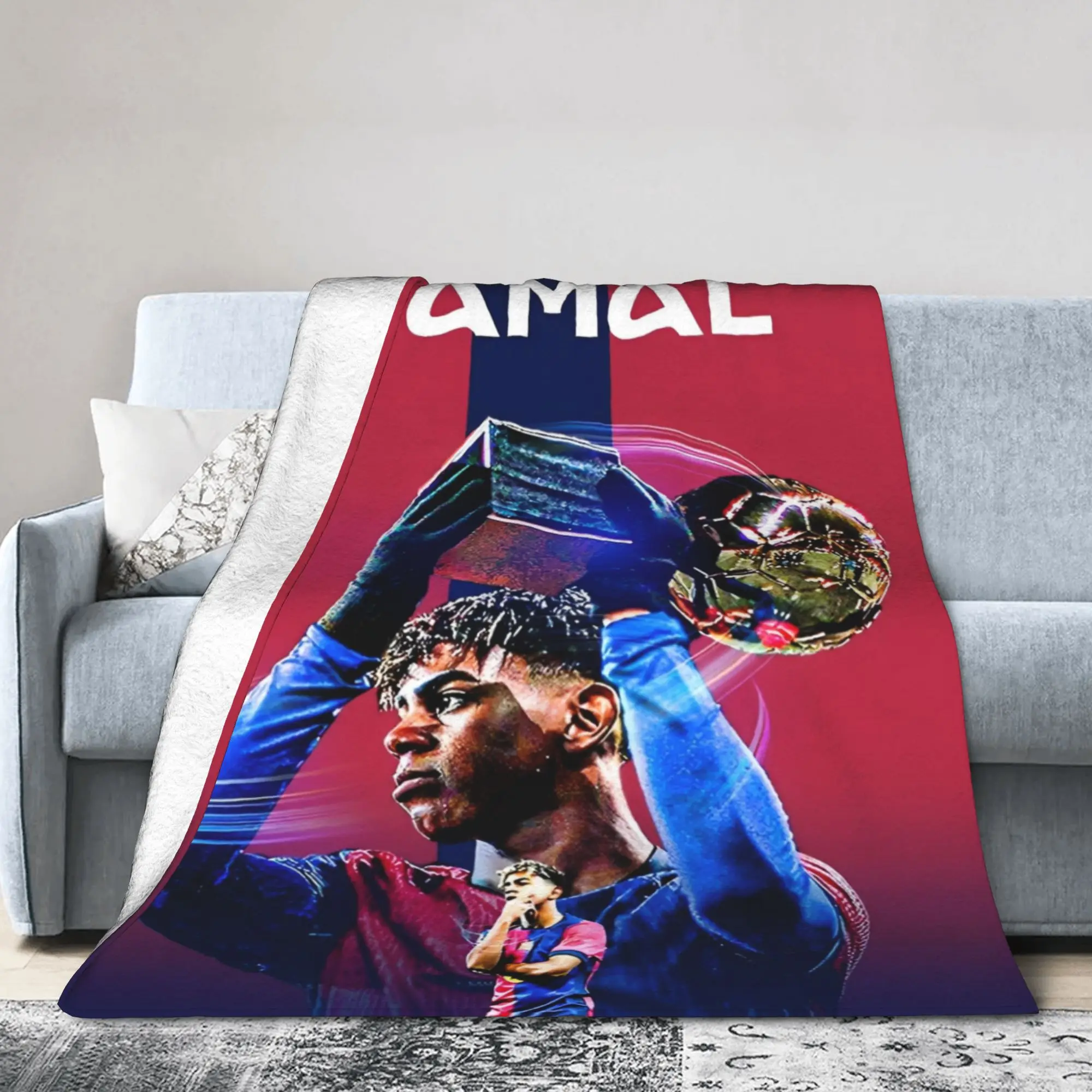 Lamine Y-Yamal Football Soccer Blankets Fleece All Season  Portable Soft Throw Blanket for Bed Outdoor Plush Thin Quilt