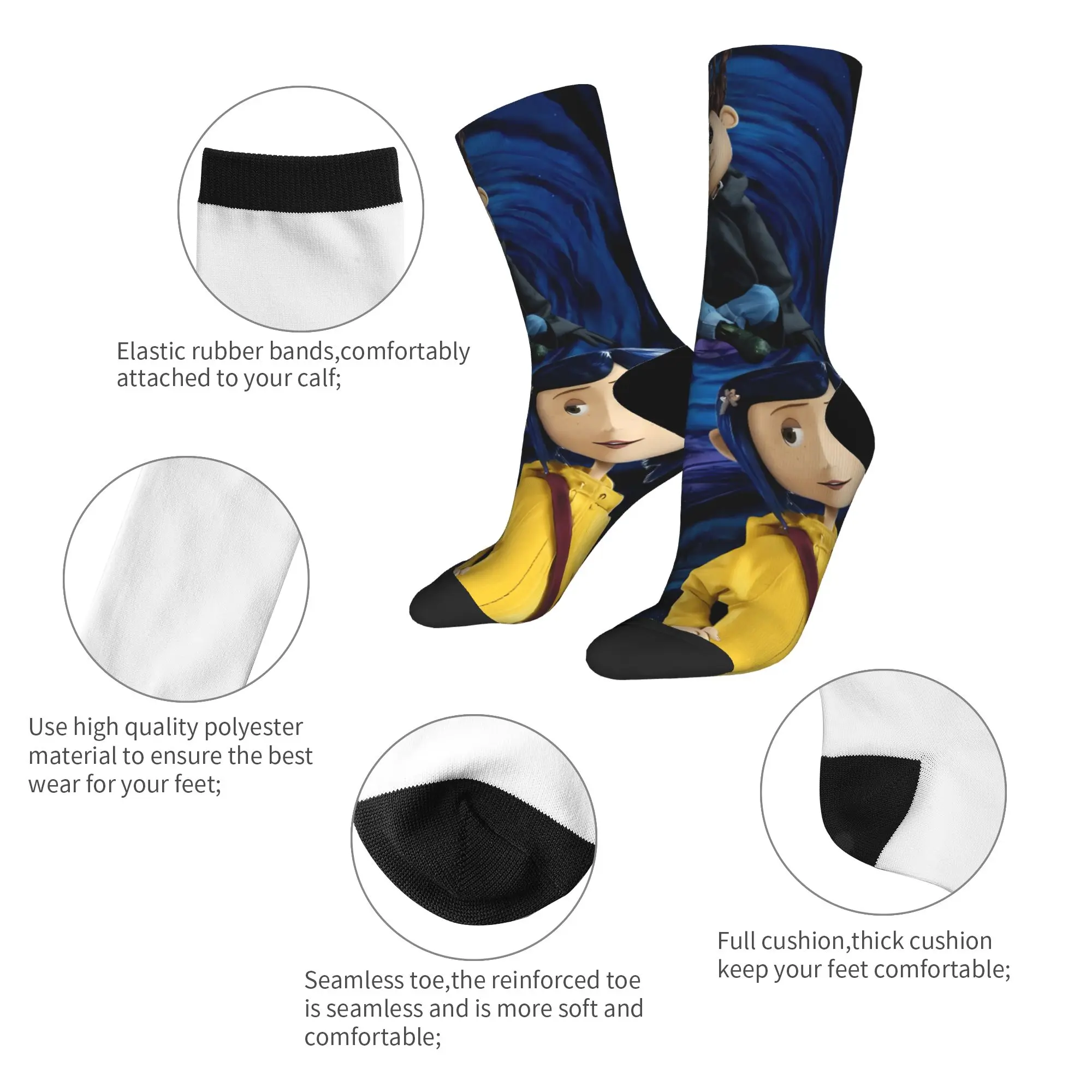 جوارب كورالينز رعب كرتونية مضادة للانزلاق جوارب رجالية مريحة للتسلق جوارب بنمط قوطي للخريف #6