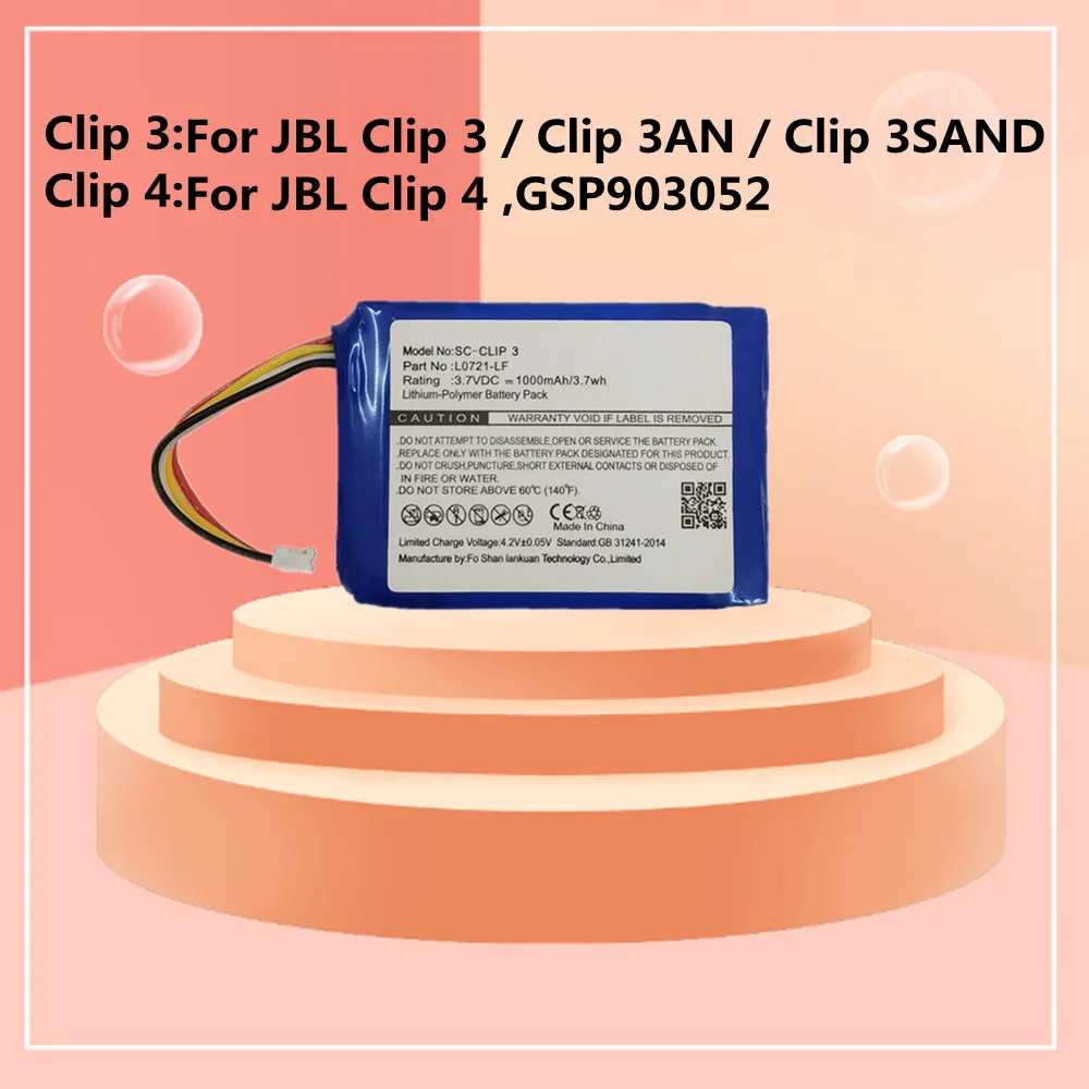 Batería de teléfono de alta calidad para JBL Clip 3 3AN 3SAND Clip3 /Clip 4 Clip4 GSP903052 batería de Altavoz Bluetooth entrega rápida