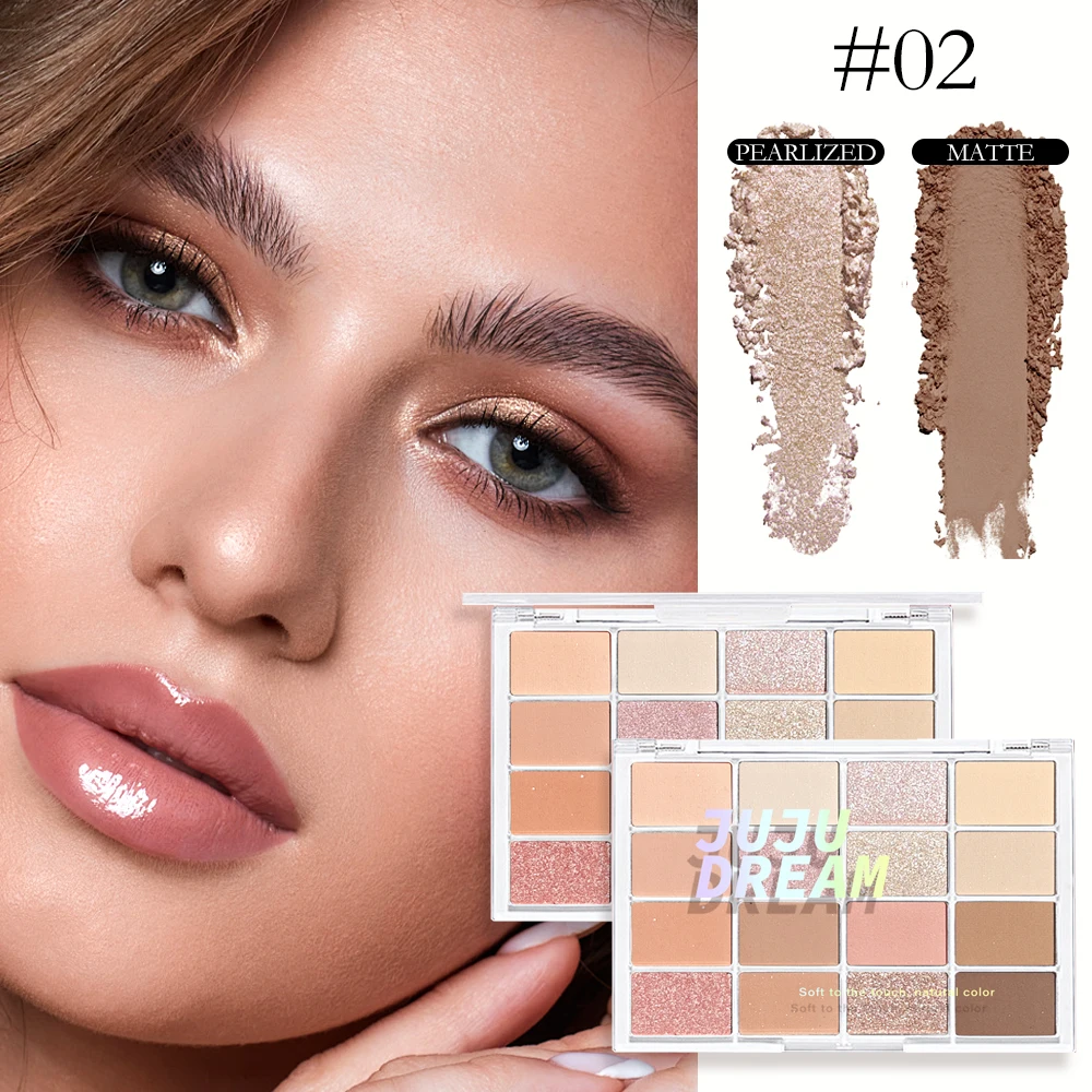 16色のアイシャドウパレット、パール光沢マットな蚕のような質感、低彩度のアースカラーで毎日のメイクを明るくします