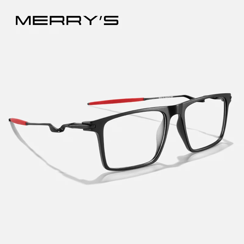 MERRYS DESIGN Men Sport Glasses Frames TR90 Frame Aluminum Temple With Silicone Legs Myopia Prescription Square Eyeglasses S2810