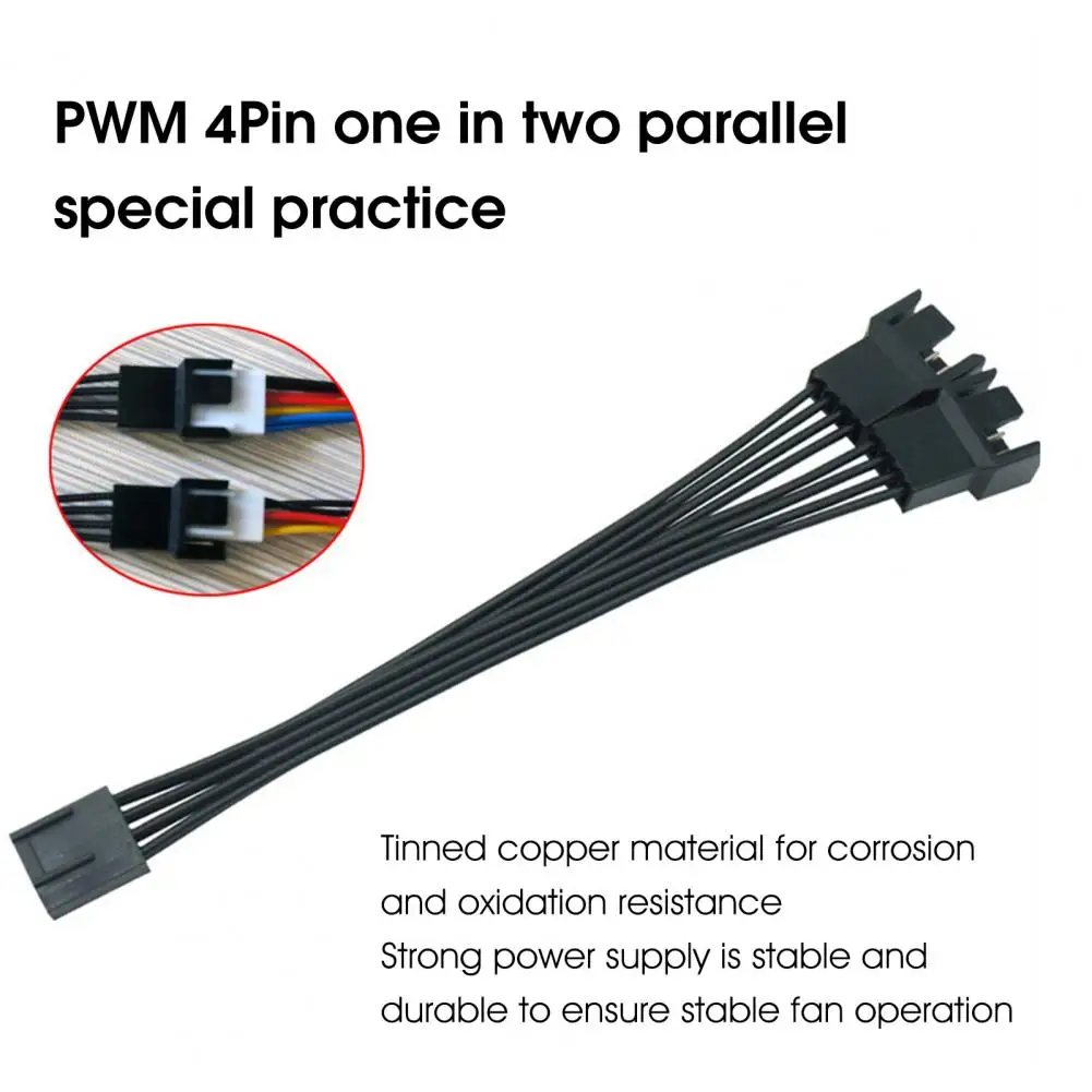 Useful Plug and Play 1 to 2 4 Pin PWM Fan Extension Cable Anti-winding Easy Installation PWM Fan Hub Cable for Desktop